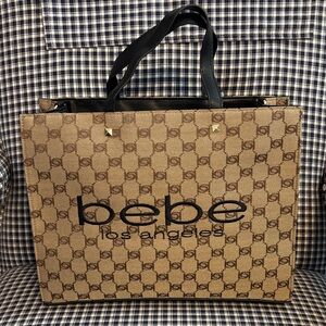Bebe Los Angeles Patterned Tote with Black Handles